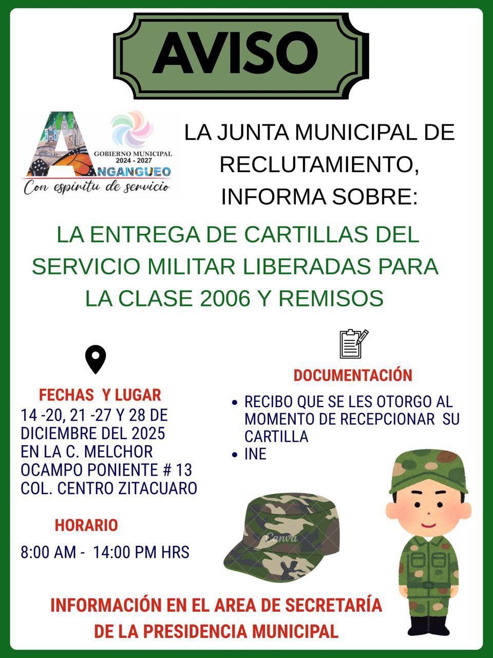 Entrega de cartillas del servicio militar